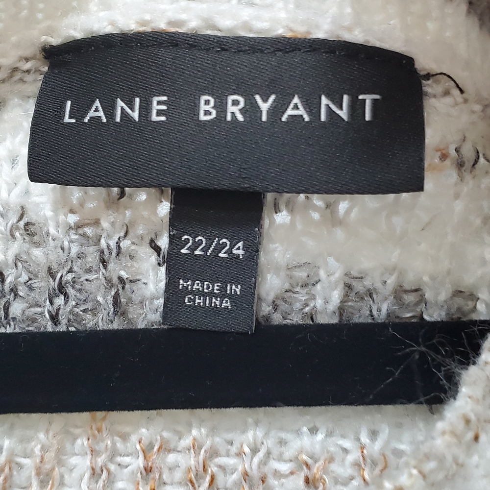 Lane Bryant Cream Tan & Grey Knit Sweater - Sz 22/24 - Picture 2 of 9
